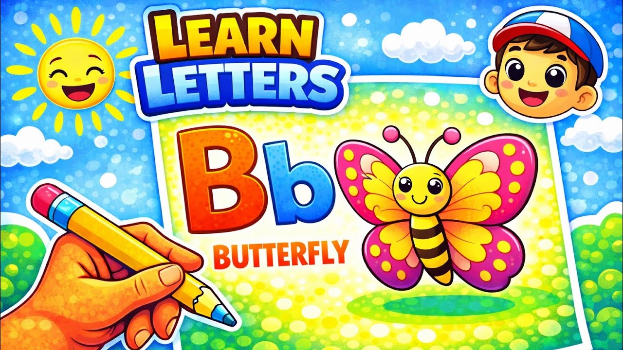 Butterfly drawing fun while learning the letter B,bright colors, creativity, and joyful imagination‌