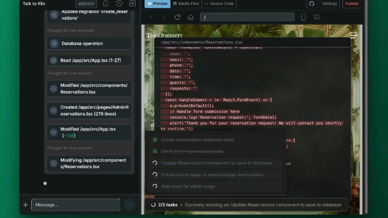 KLIV.DEV : Type in the box to make any website or app