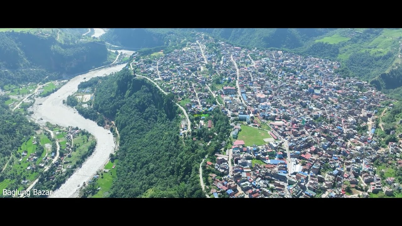 Baglung Bazar from Above | Beautiful Drone Footage