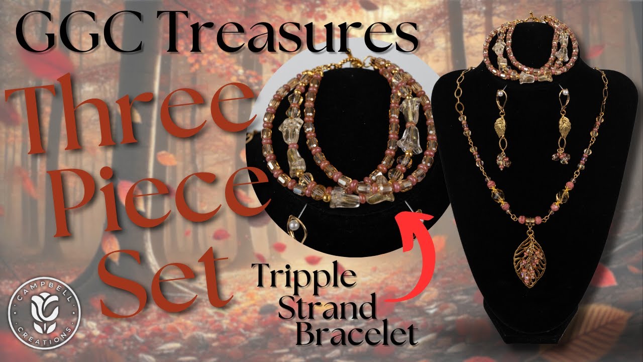 GGC Treasure Bag Design - Crystal, czech glass and gold 3 piece set