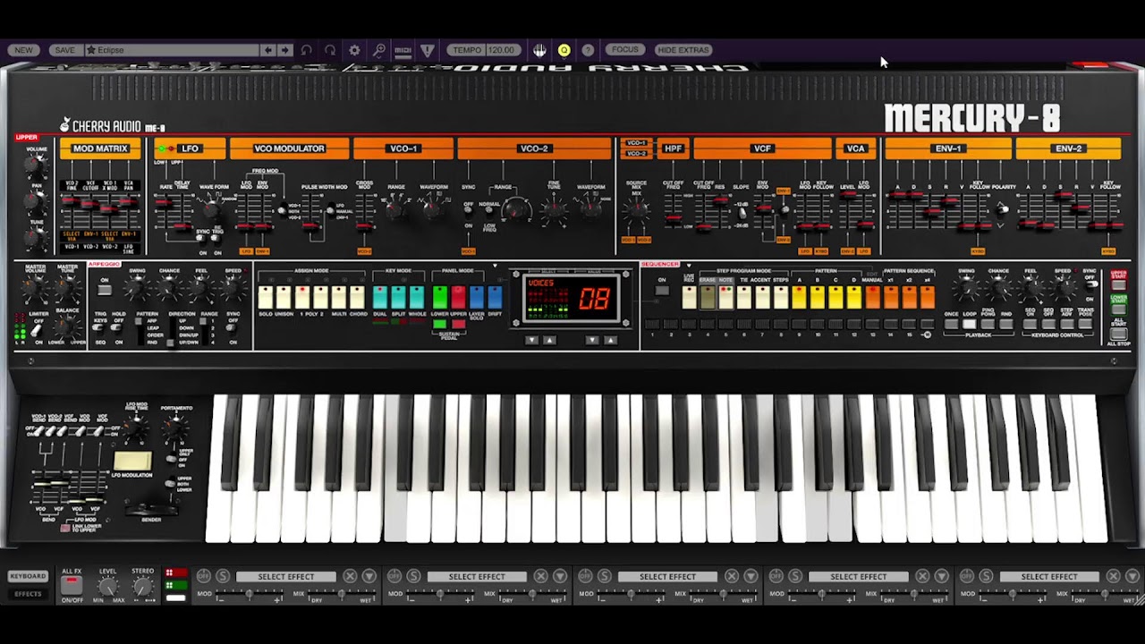 Playing with Mercury 8/Jupiter 8 Synthesizer from Cherry Audio