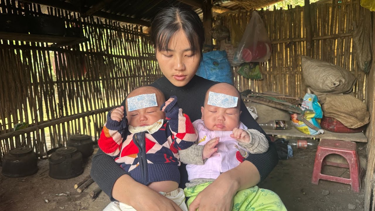 Heartbreaking scene: Ly Tieu Me twin children both fall ill at the same time