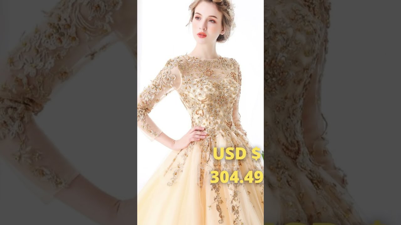 Lace Pearls Floor Length Quinceanera Dress | #Shorts #youtubeshorts