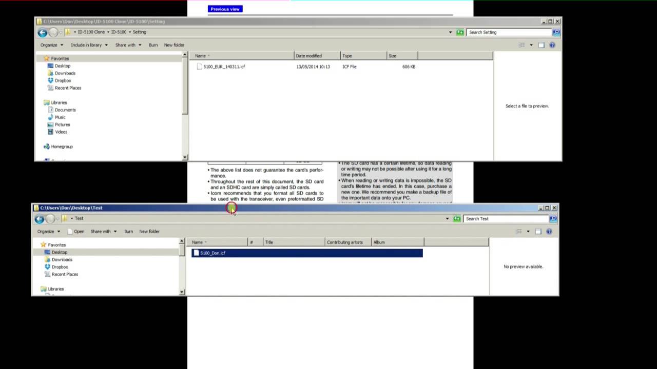 Using the CS-5100 Cloning Software Part 4: Transferring data into the ID-5100E