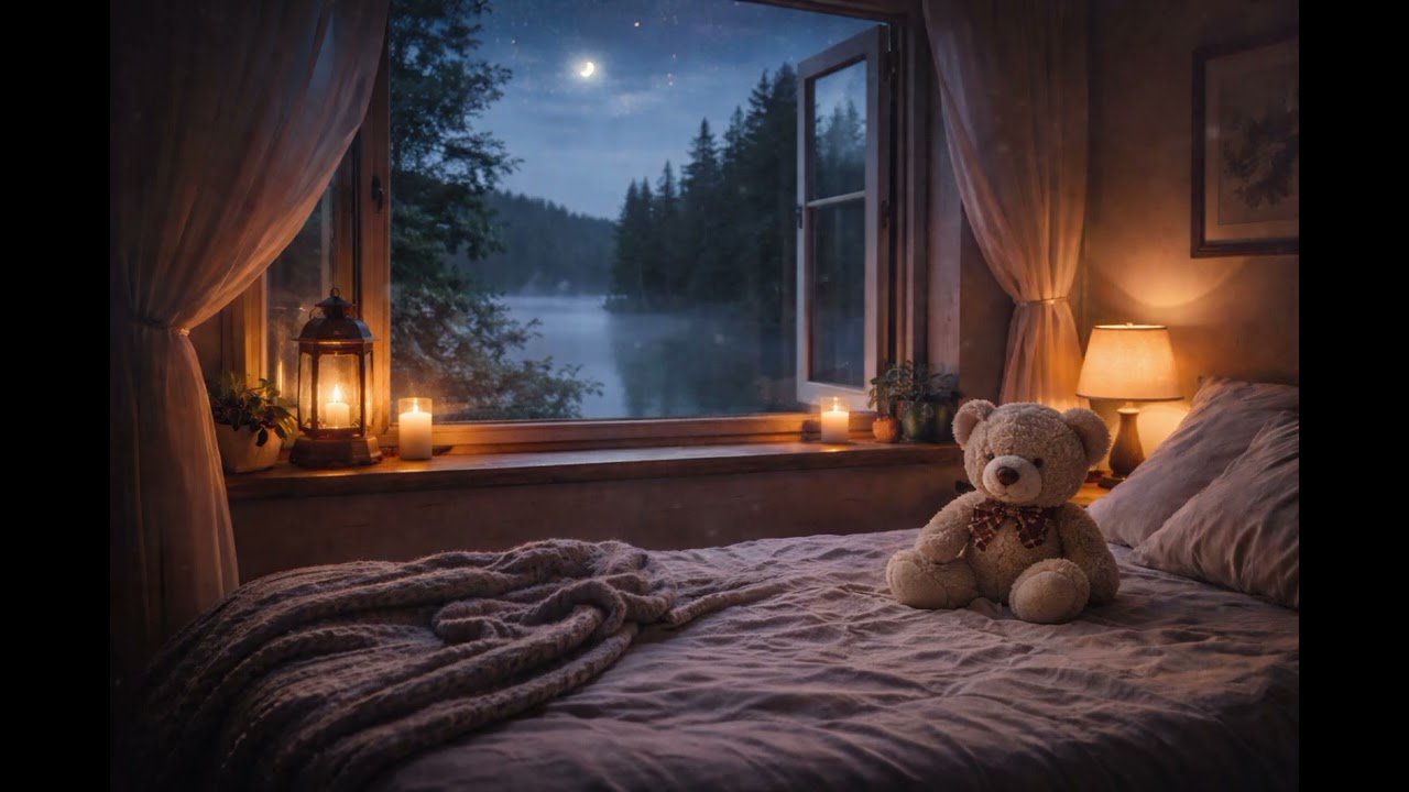 Warm Night Piano for Deep Sleep | Cozy Cabin Ambience