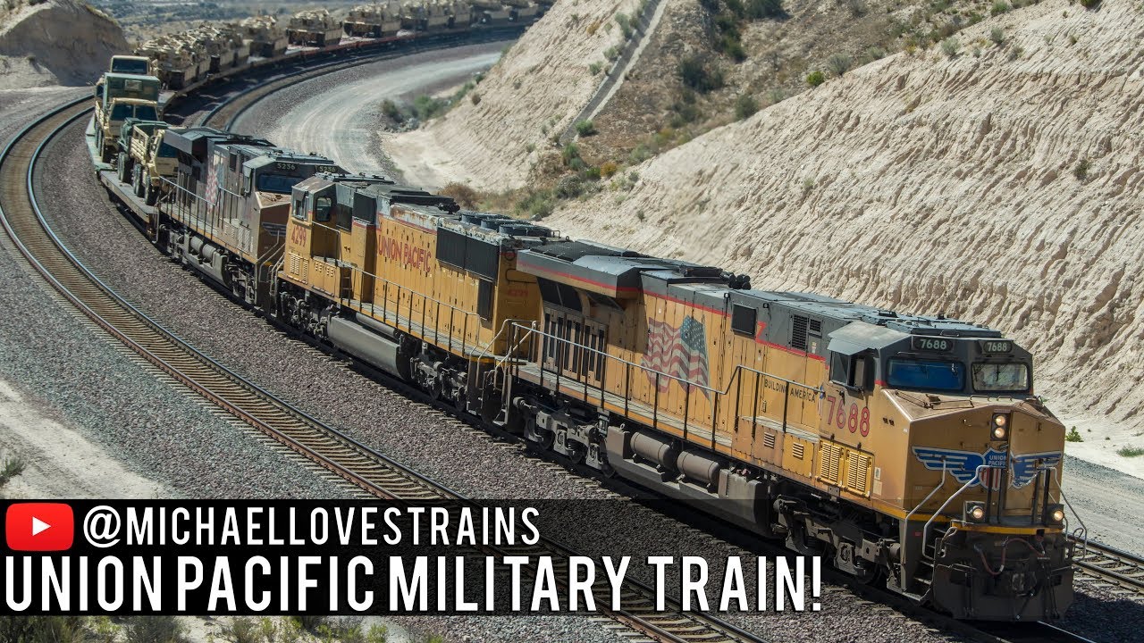 4K - A Symbol of Freedom: Union Pacific Military Train on Beaumont Hill and Cajon Pass!