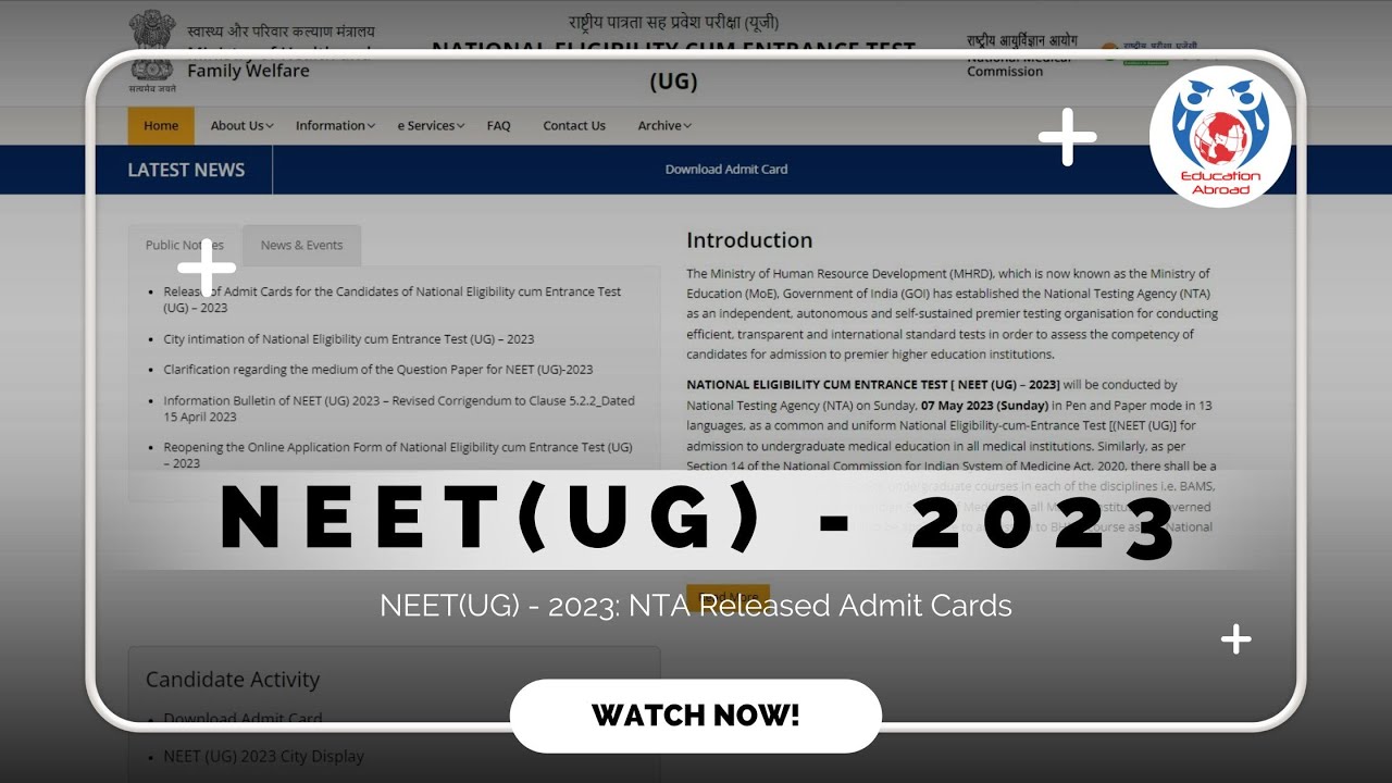 NEET UG 2023: NTA Released Admit Cards