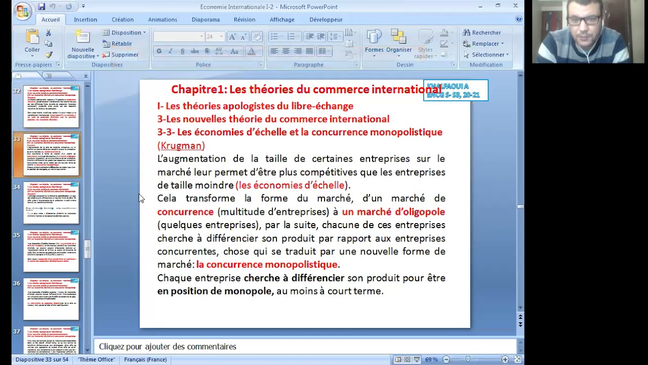 Théories du commerce international (Smith, Ricardo, HOS, Kurgman, Vernier