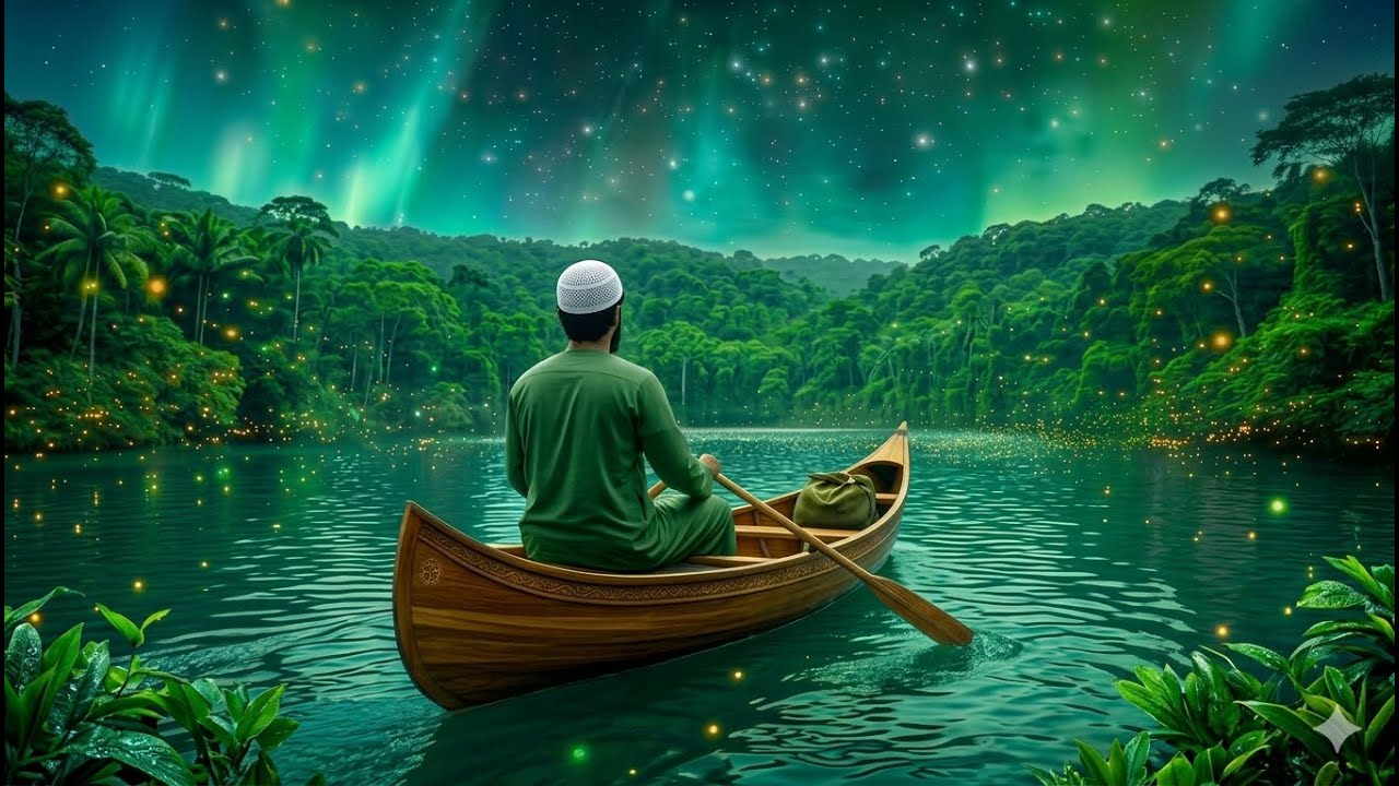 Soft Piano with Night Sounds | Peaceful Journey on the Endless River – Relaxing Islamic Meditation