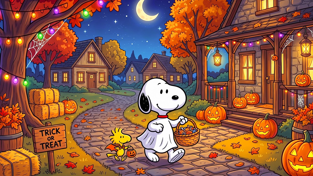 Snoopy&rsquo;s Cozy Trick or Treat Night 🎃👻 Relaxing Halloween Jazz & Autumn Vibes for Study