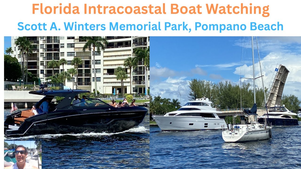 Yachts & Colorful Leisure Boats Passing Through Florida Intracoastal