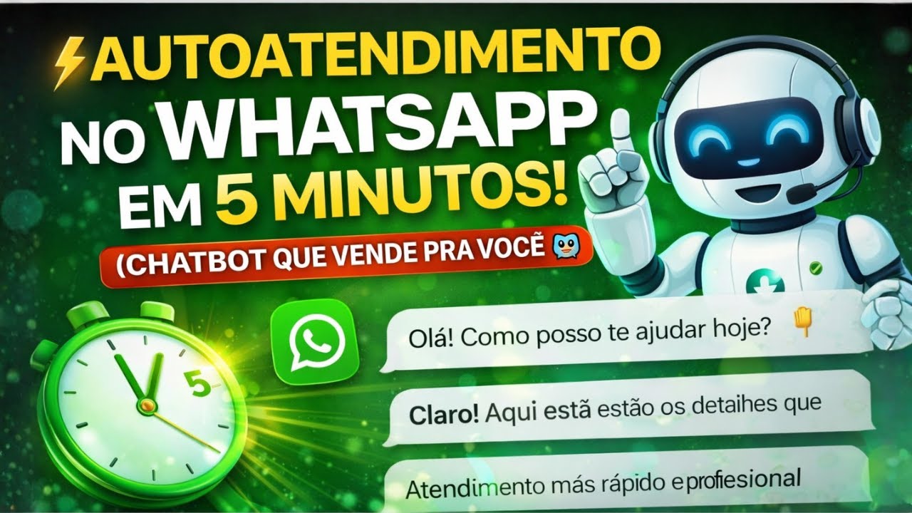 ⚡ AUTOATENDIMENTO NO WHATSAPP EM 5 MINUTOS! (CHATBOT QUE VENDE PRA VOCÊ) 🤖🔥