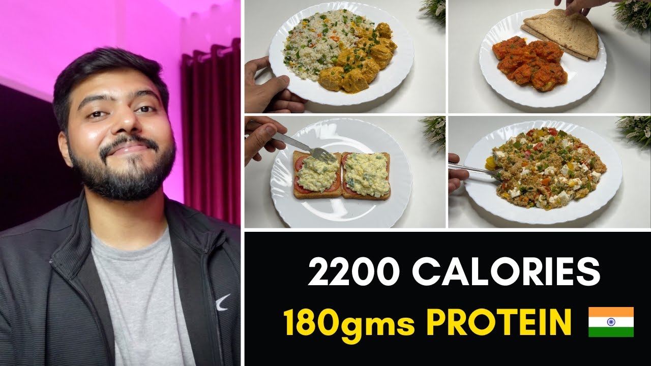 Easy 2200 Calorie Lean Muscle Building Diet with 180gms Protein ( Without whey protein ) 🇮🇳