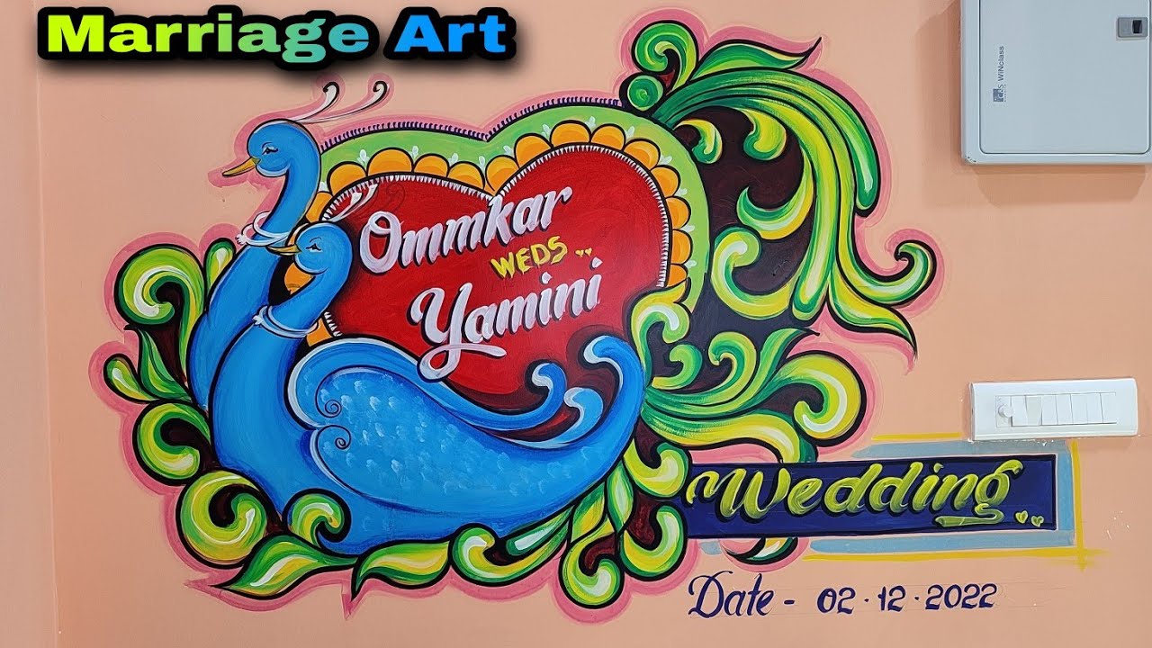 Simple love symbol marriage art/sadi painting/wedding wall painting #ArtistBabudevdash #63