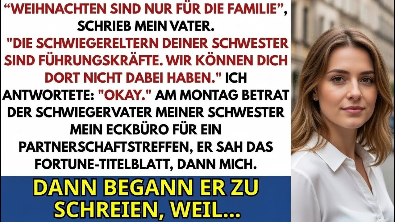 „Komm nicht zu Weihnachten – die Schwiegereltern sind Elite“, schrieb mein Vater … bis alles kippte