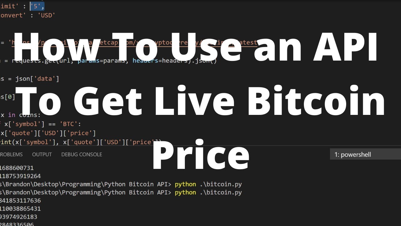 Как использовать API в Python для получения цены биткоина в режиме реального времени, а также дру...