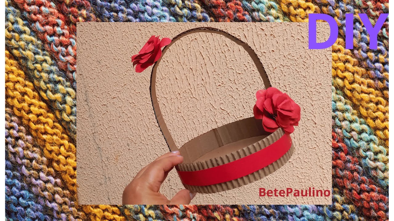 CESTA RÚSTICA REDONDA DE PAPELÃO PARA KITS DE PRESENTES, É DE BAIXO CUSTO! FAÇA VOCÊ MESMO!ECONOMIZE