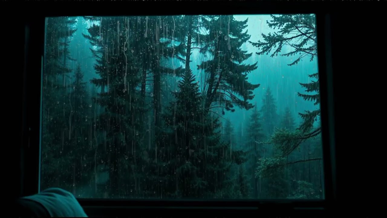 Relaxing Piano with Rain Outside the Window 🌲 Peaceful Forest Night Ambience