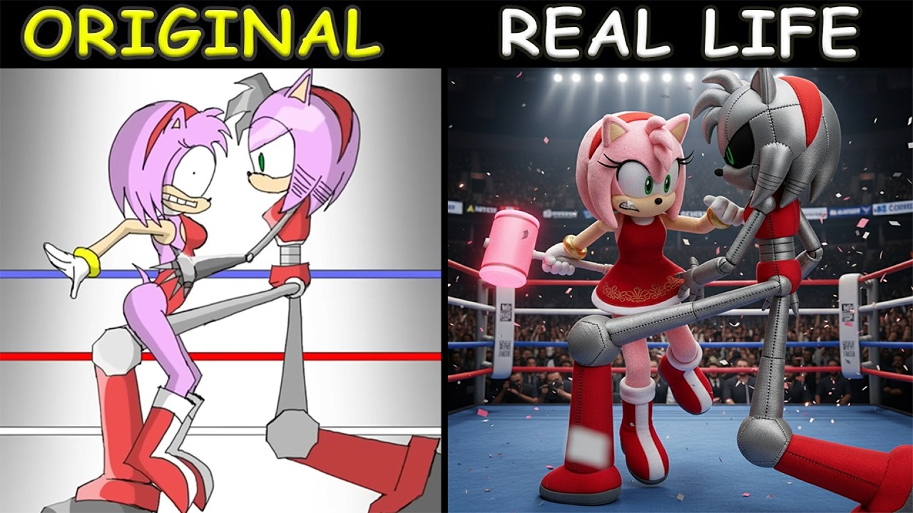 Rusty Rose knocks out AMY in the RING! P10 | Sonic The Hedgehog 3 Animation | Original vs Plush Toys
