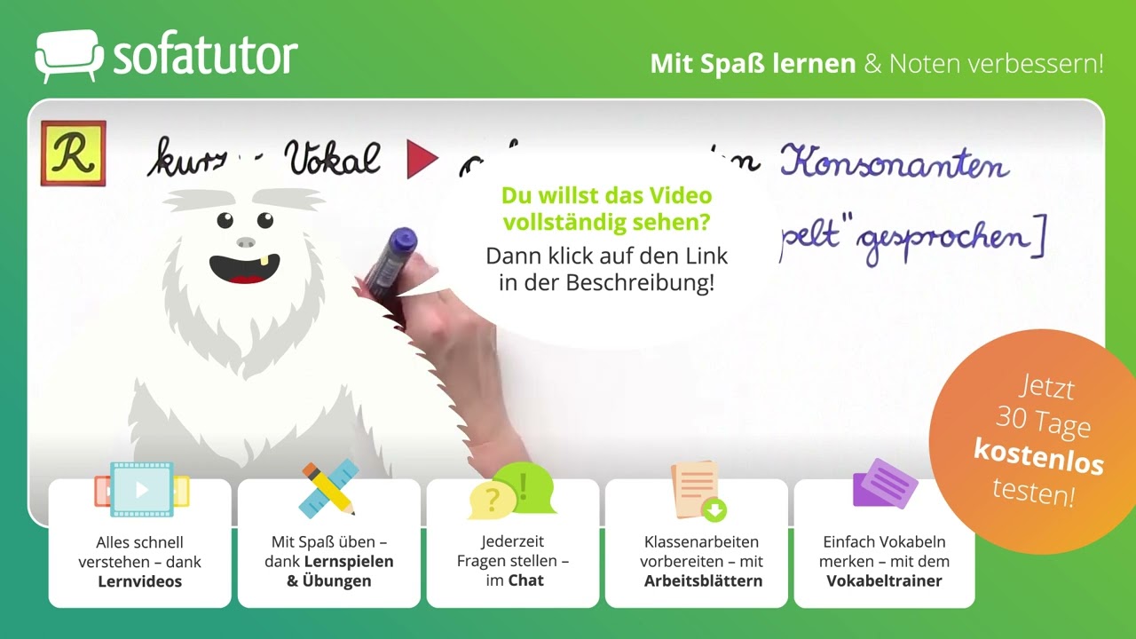 Schreibung von Konsonanten nach kurzen Vokalen (Stammvokalen) einfach erklärt – Deutsch