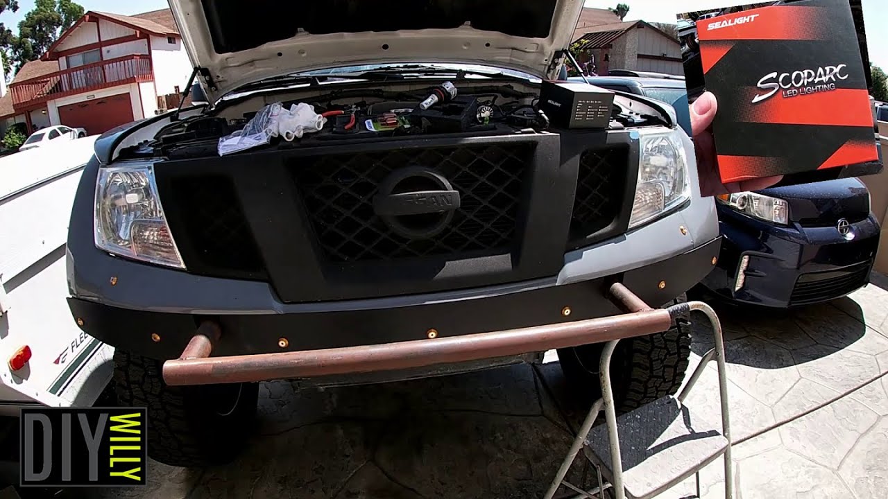 Установка светодиодных фар SEALIGHT в NISSAN Frontier 2012 года