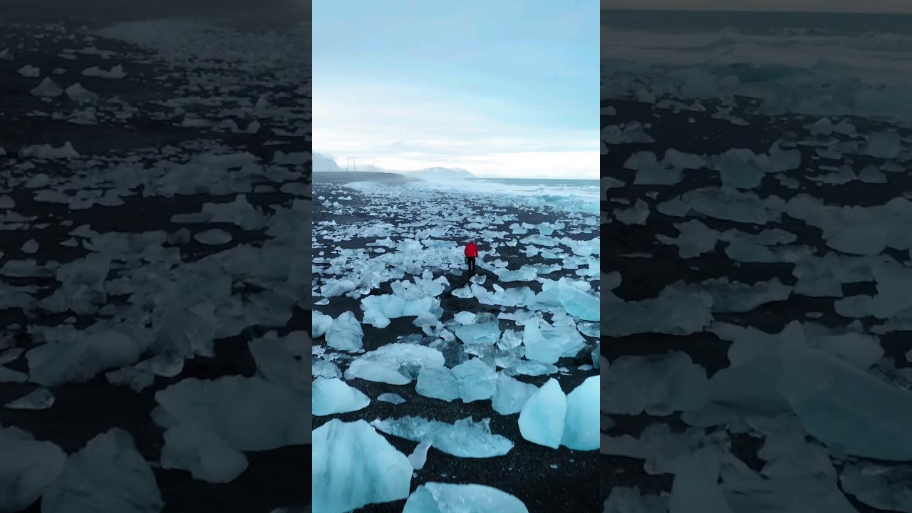 Diamond Beach in Iceland ❄🇮🇸🧊 #iceland #icebergs #beach #glacier #icelandnature #southiceland