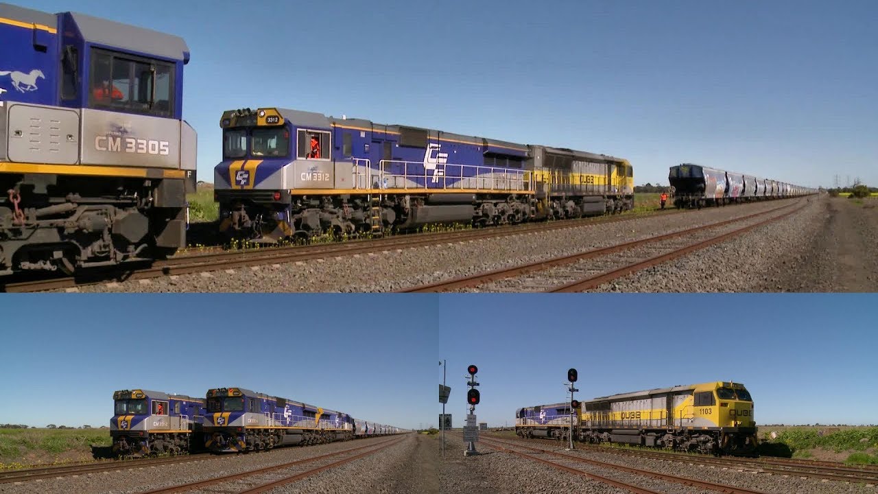QUBE Grain Train With Diesel Locomotive Swap At Gheringhap - PoathTV Australian Railways