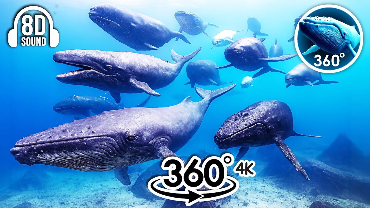 360 Whale Sea Monster Ride Experience with Giant Whales | 360 Video 4k (8D AUDIO)