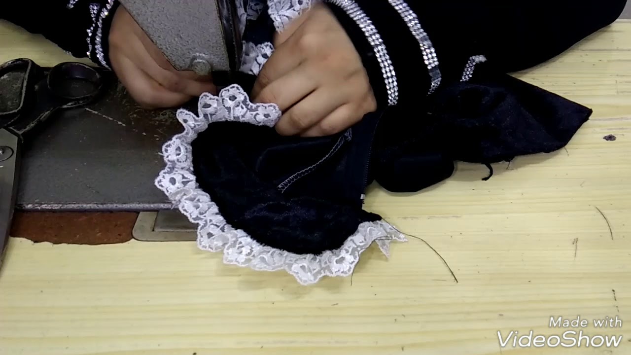 الجزء الثاني!! خياطة فستان قطيفه كيوت لا يفوتكم 👌👌👌