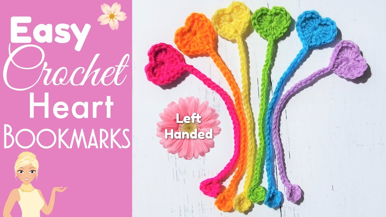 LEFT HANDED 👈 Easy Crochet Heart Bookmark 💖 Easy Crochet Bookmark for Beginners