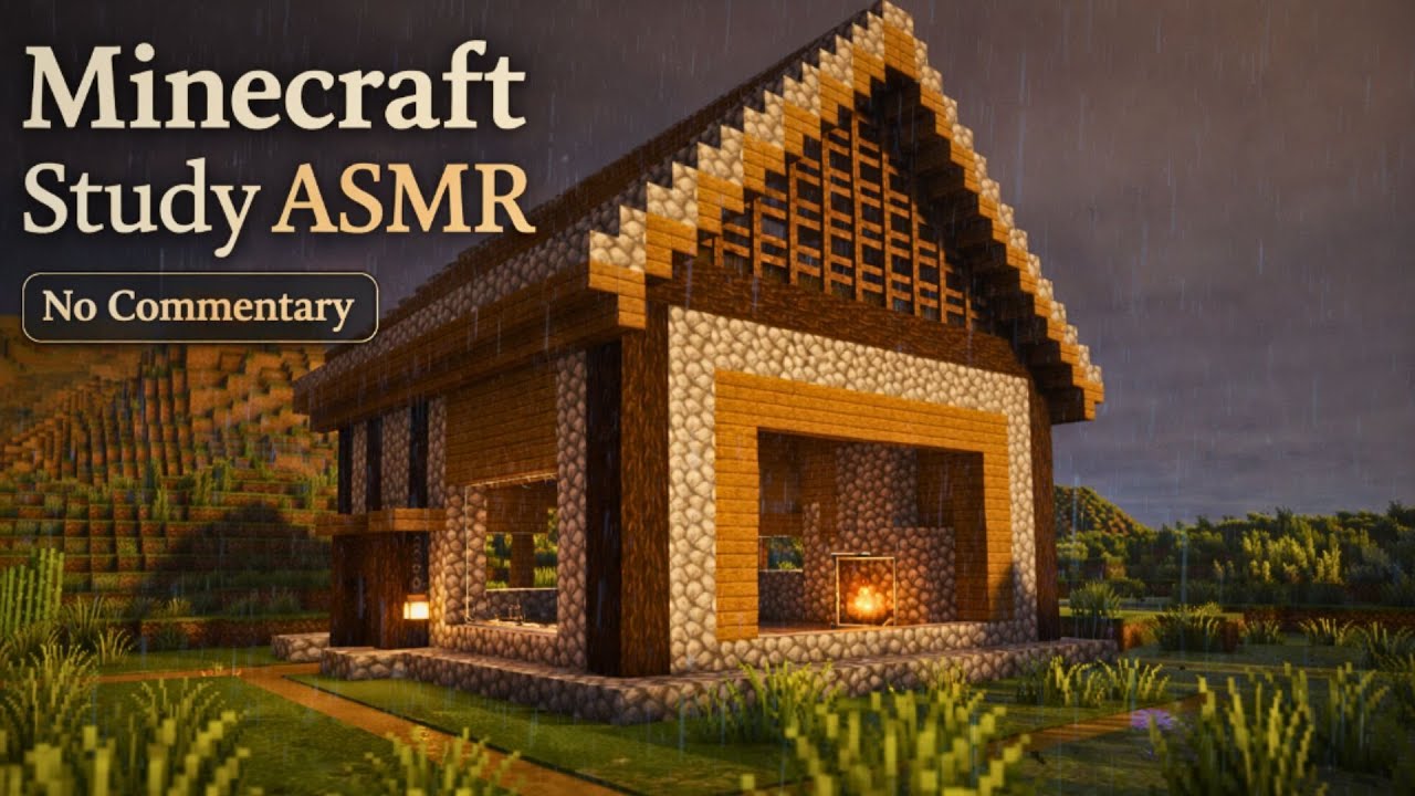 Study with me: Rainy Minecraft ASMR (90 Min Deep Work, No Commentary)