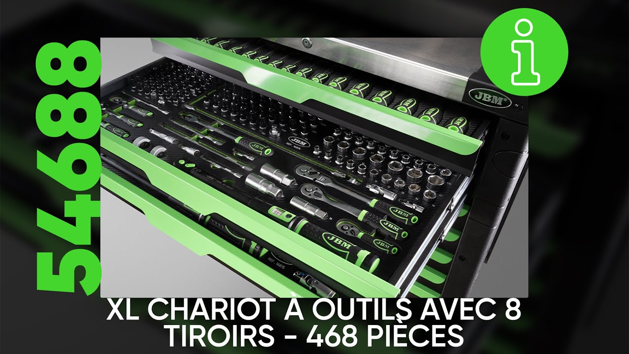 XL CHARIOT À OUTILS AVEC 8 TIROIRS - 468 PIÈCES REF. 54688