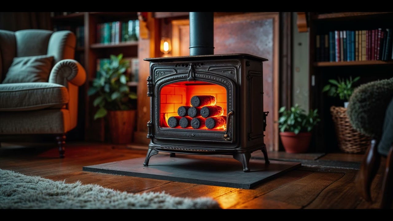 Cozy Living Room Wallpaper: Warm Rustic Stove in 4K 🔥 - Perfect for TVs and Monitors