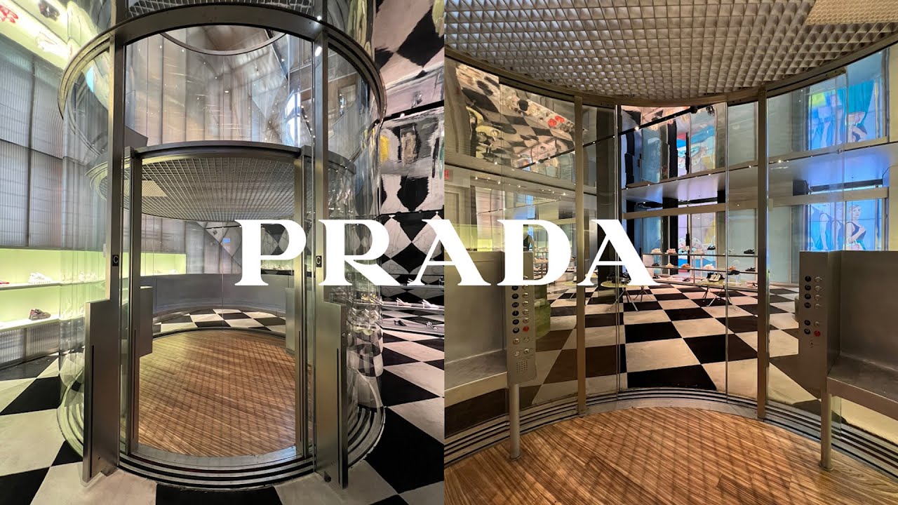 AMAZING One-Of-A-Kind ROUND Glass Elevator - Prada, SoHo - New York, NY