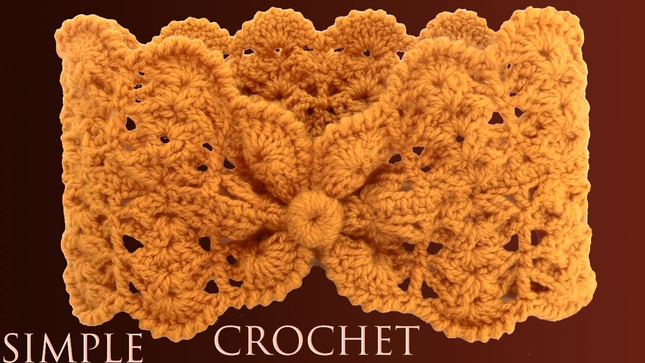 Como tejer a Crochet Diadema flores 3D Punto conchas de abanico dobles