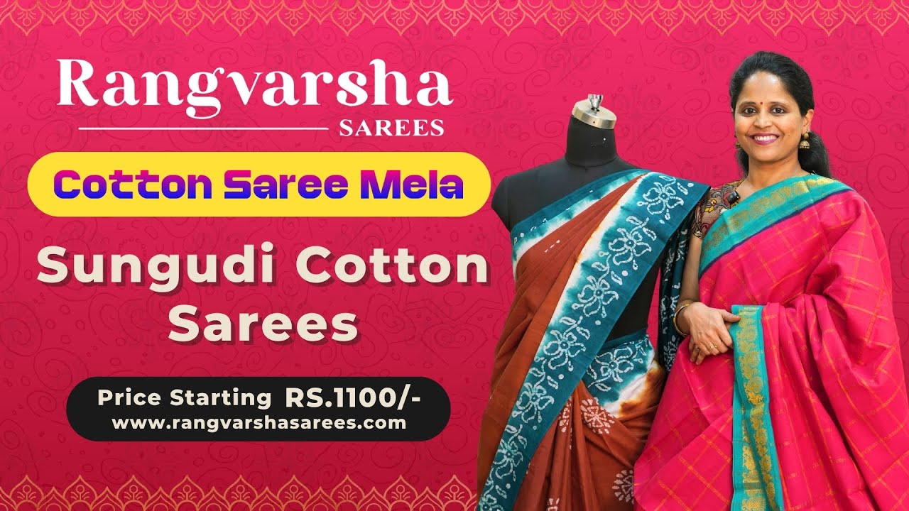 Pure Sungudi Sarees-Rangvarsha Sarees-Sungudi Cotton sarees in vibrant colors-11th November 2025