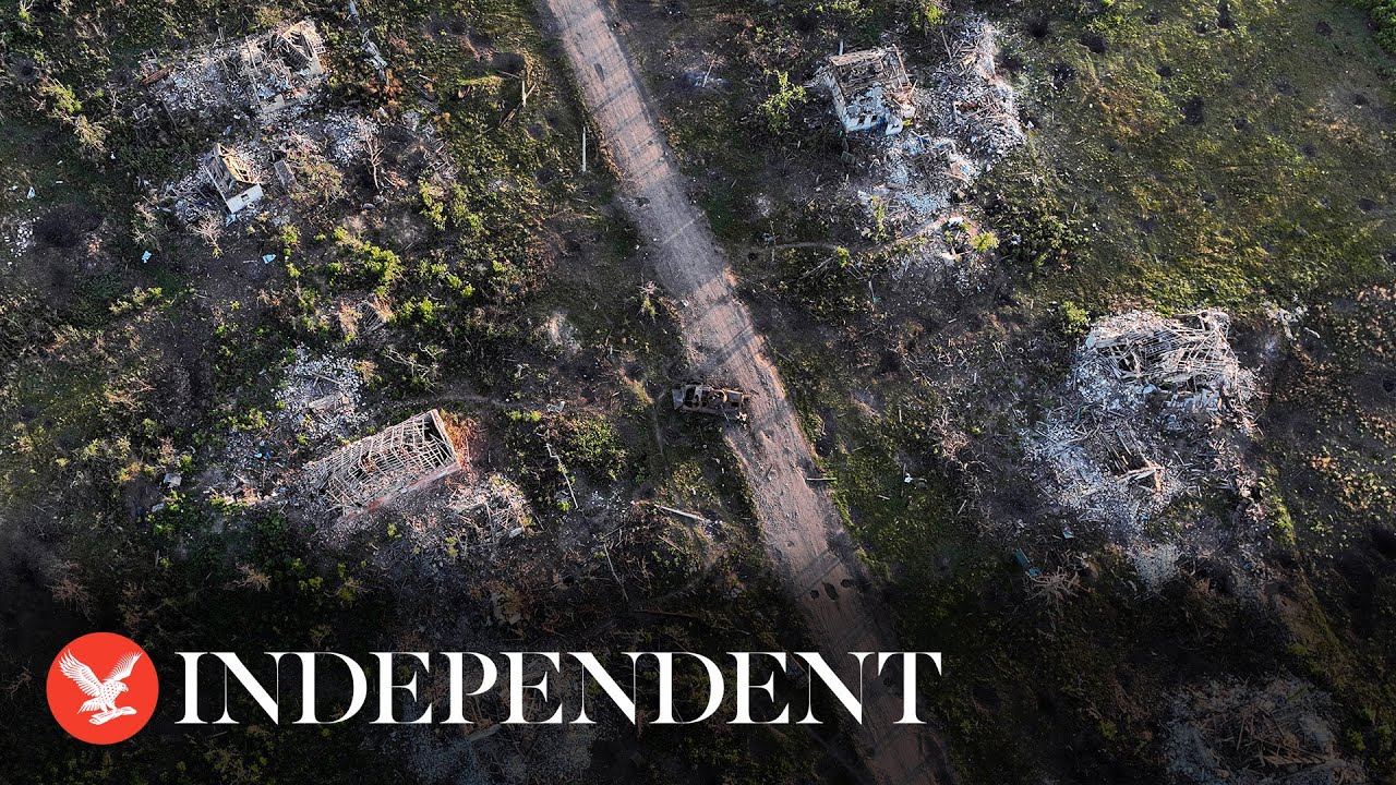Destruction in Ukraine's eastern village of Klishchiivka captured in aerial footage