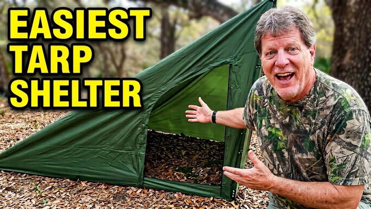 The Easiest Survival Tarp Shelter ANYONE Can Build (With Floor & Door)