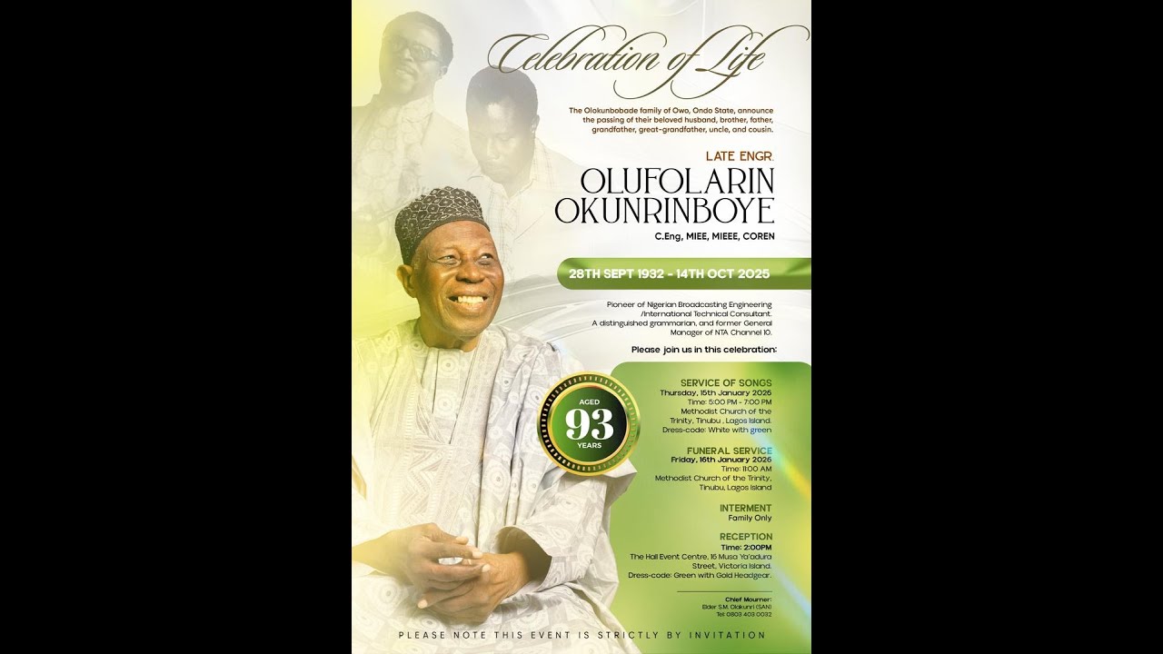 FUNERAL SERVICE OF BRO. ENGR. OLUFOLARIN OKUNRINBOYE