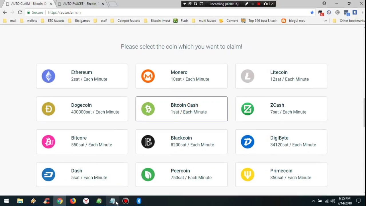 2x Bitcoin Cash Auto Claim Faucets every 1 minute