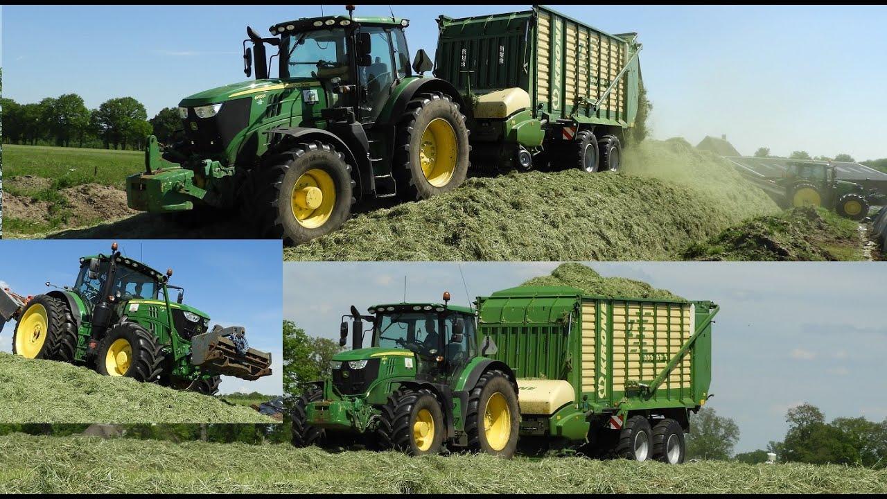 Gras oprapen en inkulen  John Deere 6R en Krone ZX 400 GD  Loonbedrijf Broeze Nijverdal