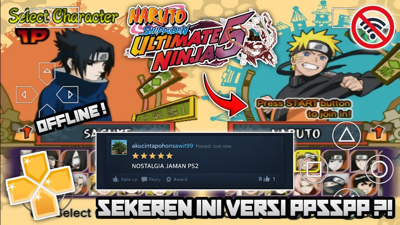 WOW! Naruto Shippuden Ultimate Ninja 5 PPSSPP Android 🔥 Gameplay Smooth + Full Character!