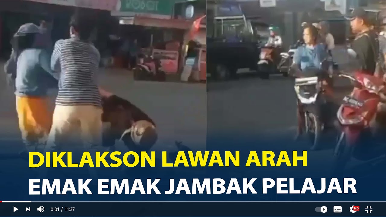 Tak Terima Diklakson Saat Melawan Arah, Emak emak Di Lubuklinggau Jambak Pelajar Hingga Jatuh