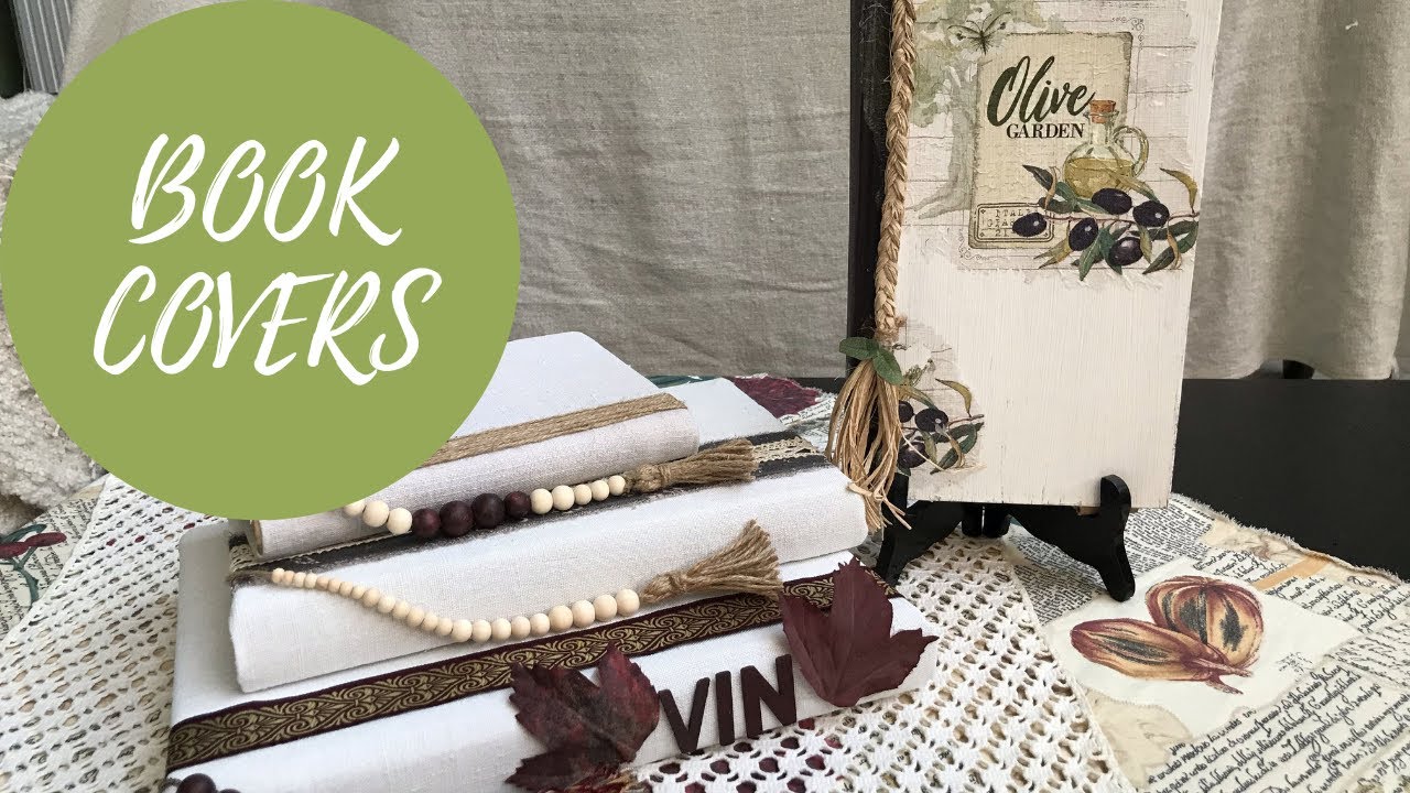 DIY BOOK COVERS - FARMHOUSE VINTAGE BOHO  - MAKEOVER OLD BOOKS - EASY - BEGINNER