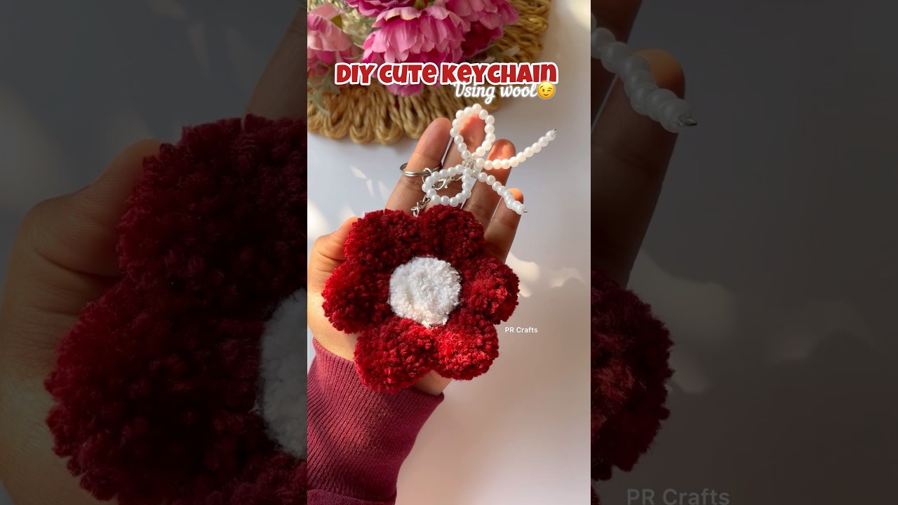 DIY easy wool keychain 🥺 ||