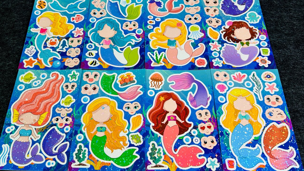 ASMR Satisfying Mermaid Ariel & Friends Sticker Decoration | Relaxing Scrapbook Art