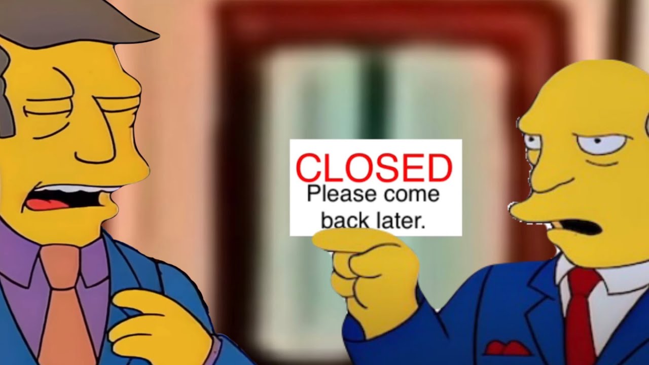 Steamed hams but Krusty Burger is closed so Seymour poops in the burger.