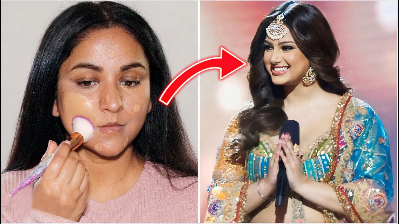 How to recreate Harnaaz Sandhu's MISS UNIVERSE Makeup & Hairstyle 👑