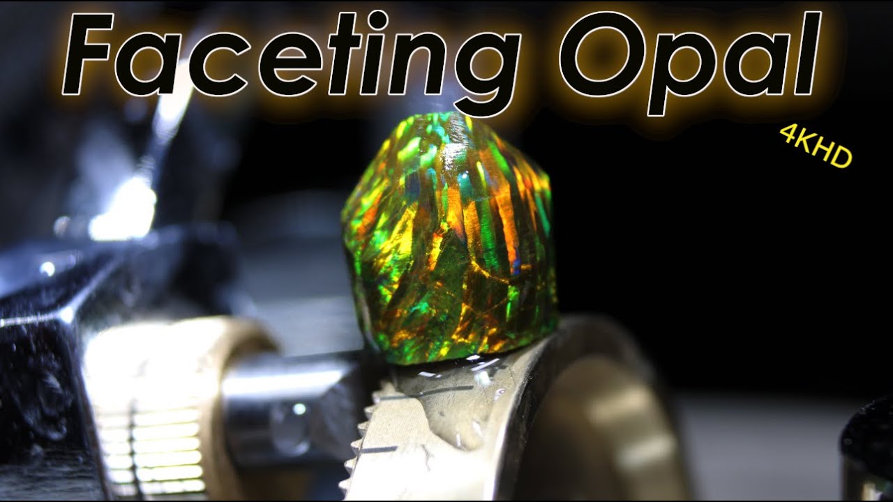 Cutting Faceting lab Grown Opal into a gemstone with my new mxmoonant Facet Machine!