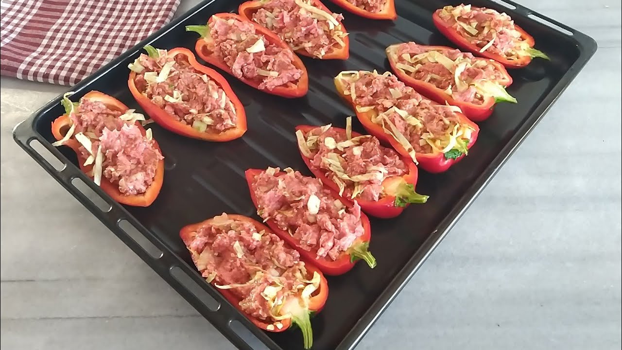 ÇOK PRATİK AKŞAM YEMEĞİ TARİFİ😋/KIYMALI KAPYA BİBER DOLMASI😍